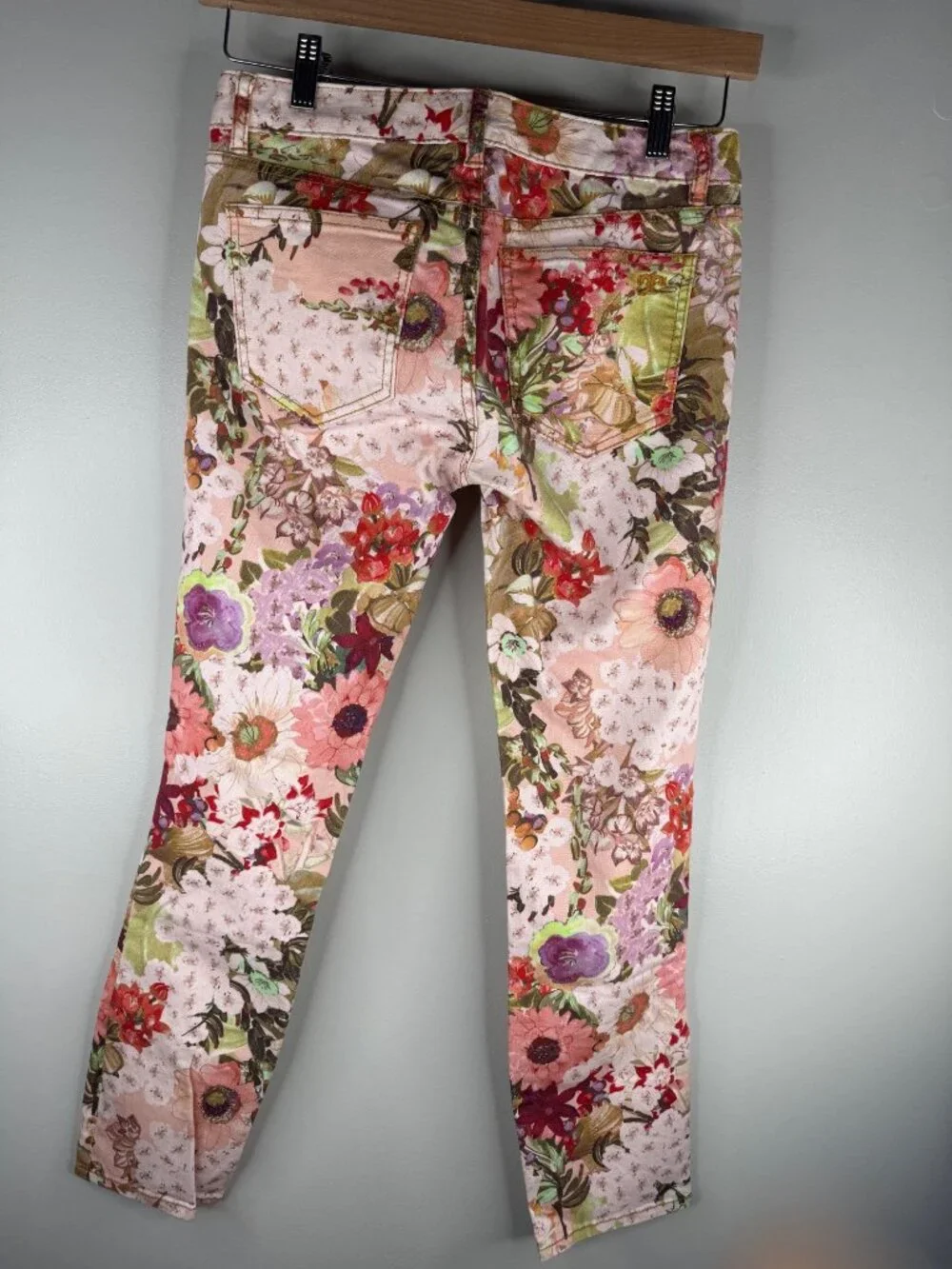 Tory Burch Pink Floral Print Jeans Super Skinny Size 27 - Picture 4 of 4